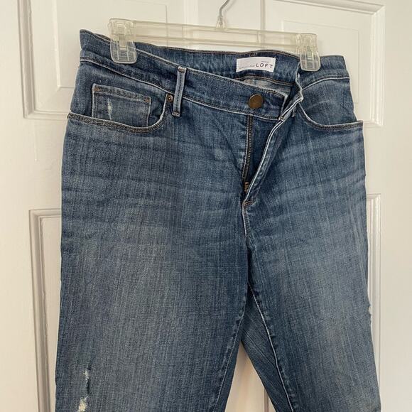 LOFT Relaxed Skinny Distressed Jeans - Picture 2 of 7